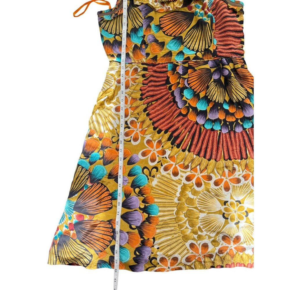 Anthropologie Edme Esyllte Silk Dress Sleeveless Vibrant Print Art Y2K Size 12 - Picture 6 of 9